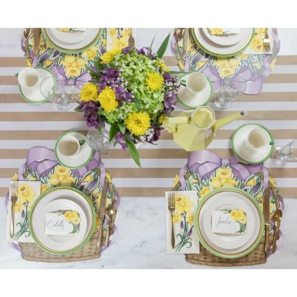 NEW Hester & Cook Floral Daffodil Basket Spring Easter Paper Placemats 12 Pack - Picture 3 of 11